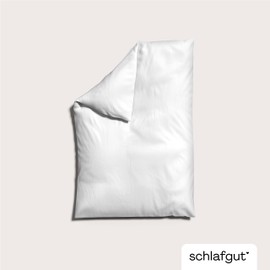 schlafgut Woven Satin Bettwäsche 135x200cm Bettdecke Bezug einzeln, Full-White Uni in Hotelqualität mit 100% Baumwolle