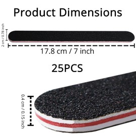100/180 Grit Nail Files Set, 25Pcs Professional Nail Files for Natural or Acrylic Nails, Double-Sided Fingernails Buffer File for Home Salon - Black