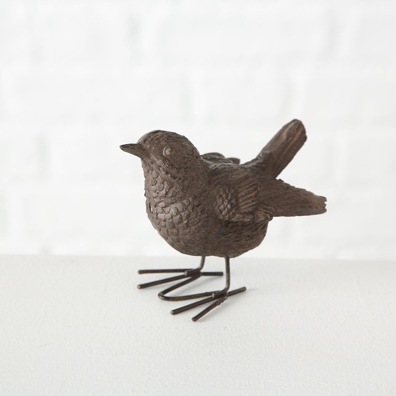 Boltze Bird sparrow, bird figure height 6 cm, brown, 1