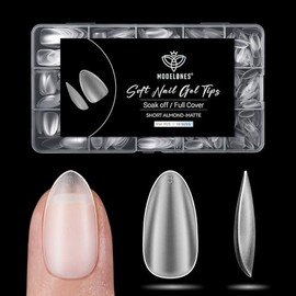 modelones Uñas Postizas Cortas Almendradas - 510 Piezas, Puntas de Gel Mate, Preformadas, de Cobertura Total, Kit de Gel Acrílico Transparente, Uñas P