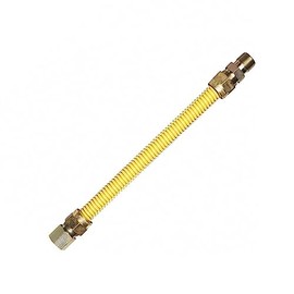 EZ-Fluid 18" Tankless Water Heater Full Port Gas Flexible Line,Yellow Epoxy Coated 3/4"MIP x 3/4"FIP (1"OD) Full Flow,High Btu,Flexible Gas Connector Hose Supply For Commercial,Residential (1