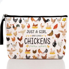 Funny Chicken Gifts Makeup Bag Chicken Themed Gifts for Girls Daughter Niece Best Friend Farmer Chicken Animal Lover Gifts for Women Cosmetic Bag Zipper Pouch Travel Bag Graduation Birthday Gifts