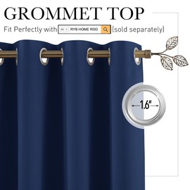 RYB HOME Room Divider Curtains 100 inch Width Blackout Curtains for Bedroom