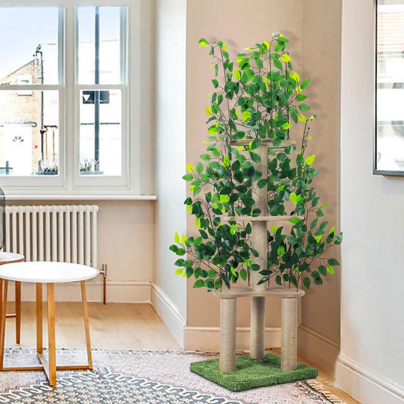 Cat Tree with Leaves, Cat Tower for Indoor Cats, Cat