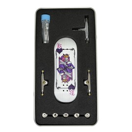 34 mm Pro Fingerboard Complete 34 x 96 mm, Maples Wood Deck, UV Printing Graphic-Pro Trucks Regular Kingpins & 5 Urethane Bearing Wheels-Op3ra V3-Kings of Hearts