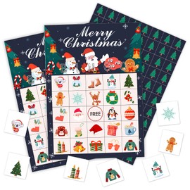 Ziyouza Merry Christmas Bingo - Christmas Bingo Games, Xmas Winter Party Bingo, 24 Players Bingo Games for Family Party Outdoor Trip School Classroom Activity - 18