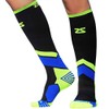 Zensah Pop Tech+ Compression Graduated Compression Socks, Black/Yellow/Blue, Large