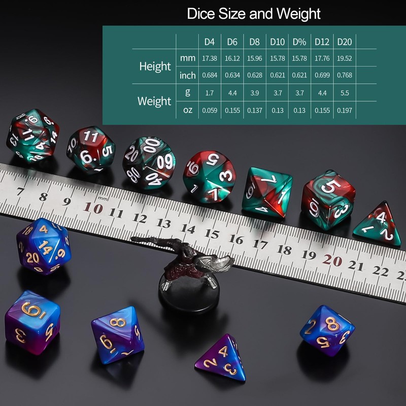 QMay DND Dice Sets - 6 X 7 Polyhedral Dice