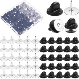 Syhood 200 Pairs Pin Backs Locking Pin Backs for Crafts Tie Tack Pins Rubber Blank Lapel Pin Backings Pins for Backpacks Butterfly Clutch Backings for Lapel Pins Craft Making(Black)