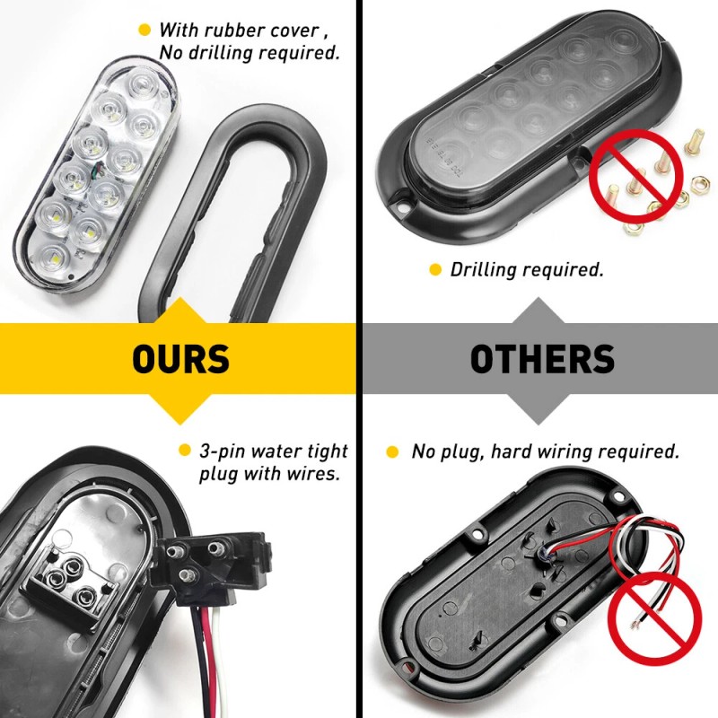 2X 6" 10 LED Oval White Trailer Truck Reverse Backup