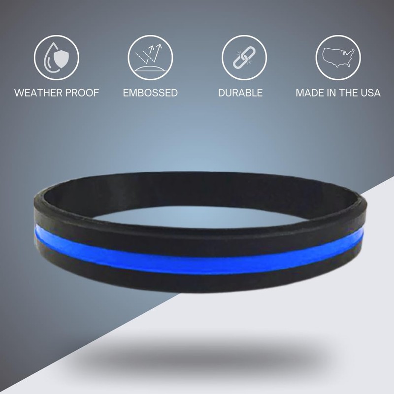 Thin Blue Line Wristband-24 Pack