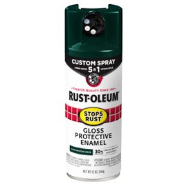 Rust-Oleum 376902 Stops Rust Custom Spray 5-in-1 Spray Paint, 12 oz, Gloss Dark Hunter Green