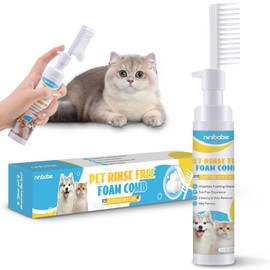 Ninibabie Waterless Cat Shampoo,Comb and Wash 2-in-1,No Rinsing Foam Comb,Detangling&Moisturizing,Removing Odors 3.5oz