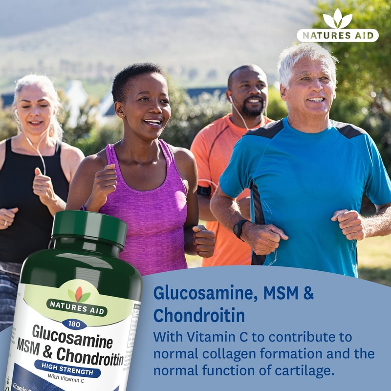 Natures Aid Glucosamine, MSM and Chondroitin with Vitamin C, 180