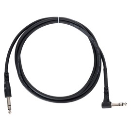 Pronomic INSTS-A-2 Stereo Jack Cable with Angled Plug - Connector: 6.3mm Stereo Jack ⇒ 6.3mm Stereo Jack - Length: 2 m - Includes Cable Velcro - Black