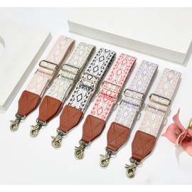 LEMEDE Purse Strap,2" Leather End Shoulder Strap Adjustable Replacement,Retro Jacquard Multi-pattern Crossbody Bag Straps