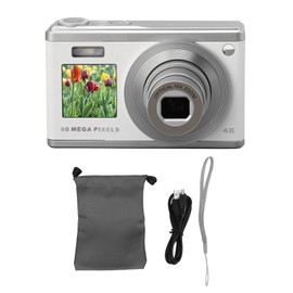 Digital Camera 60MP 4K Ultra HD Dual Screen Auto Focus Automatic Light Sensitive 10x Optical Zoom Anti Shake Portable Compact Camera for Outdoor White