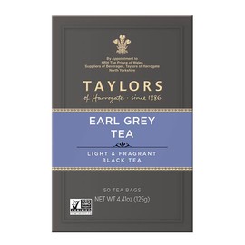Taylors of Harrogate Earl Grey, Black Tea, Pillow Bags, 50 Count (Pack of 1), Fragrant, Delicate & Light, Caffeinated, Enjoy Hot or Iced, 50 Teabags