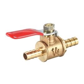 sourcing map Ball Valve Stop Valve, 6.4 mm Hose Nozzle to 6.4 mm Hose Nozzle, Pipe Fittings, 180 Degree Operating Handle, Brass Valve, Pack of 1