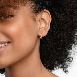 AiviGirl Gold Earrings for Women, 14K Gold Plated Hypoallergenic Nickel Free Cartilage Hoop Earrings for Women Trendy Dainty CZ Cute Small Earring Huggie Jewelry Gifts for Her, Silver, Brass, No