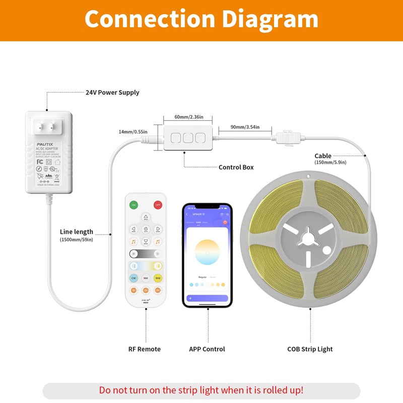 PAUTIX CCT LED Controller Kit SP542E Wi-Fi+Bluetooth,Work with Alexa/Google Assistant,App