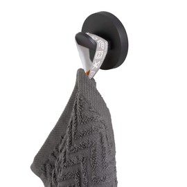 Tiger Noon Large Screw-On Hook, Stainless Steel Towel Hook, Colour: Black, W x H x D: 4.9 x 4.9 x 3.2 cm