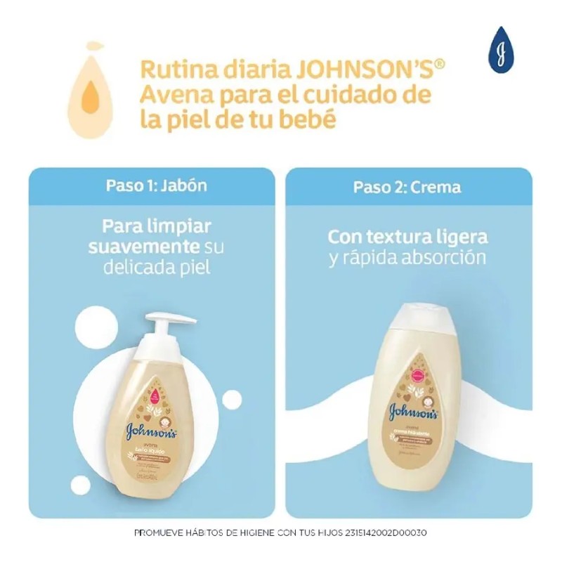 Jabón Líquido Para Bebés Johnson's Oat 400 Ml.