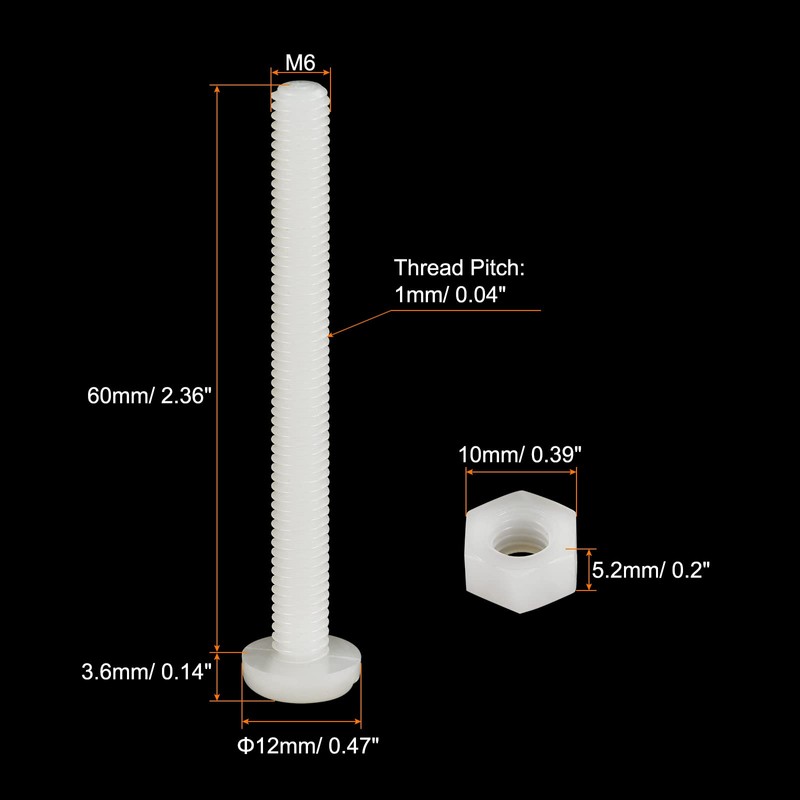 sourcing map 20 Pairs Nylon Screw Nut Assortment M6 x