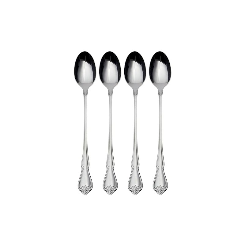 Oneida True Rose Iced Tea Spoons, Set of 4,Silver