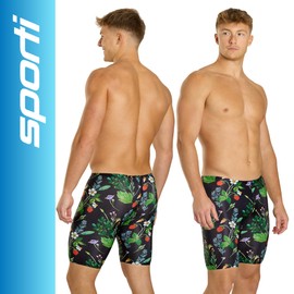 Sporti HydroLast Strawberry Fields Jammer, Chlorine-Resistant Men’s Swimwear, UPF 50+ Athletic Competition Swimsuit - Strawberry Fields - 38