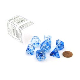 Polyhedral 7-Die Nebula Chessex Dice Set - Dark Blue with White Numbers CHX-27466