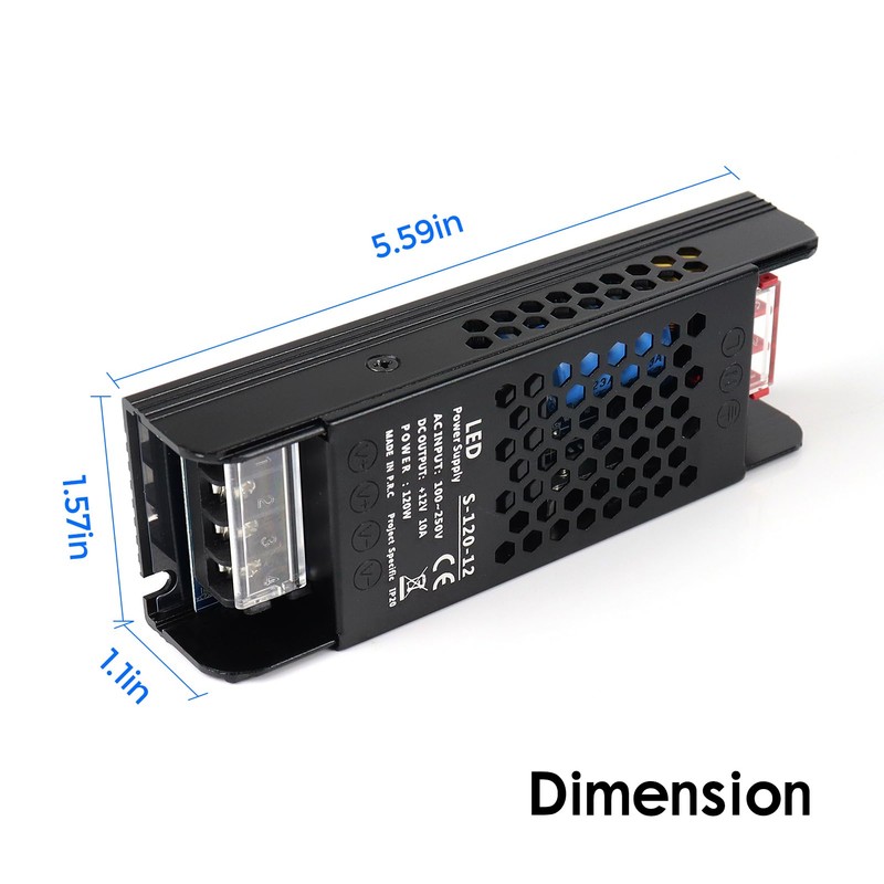 12V 10A 120W Universal Regulated Switching Power Supply, 100-250V AC