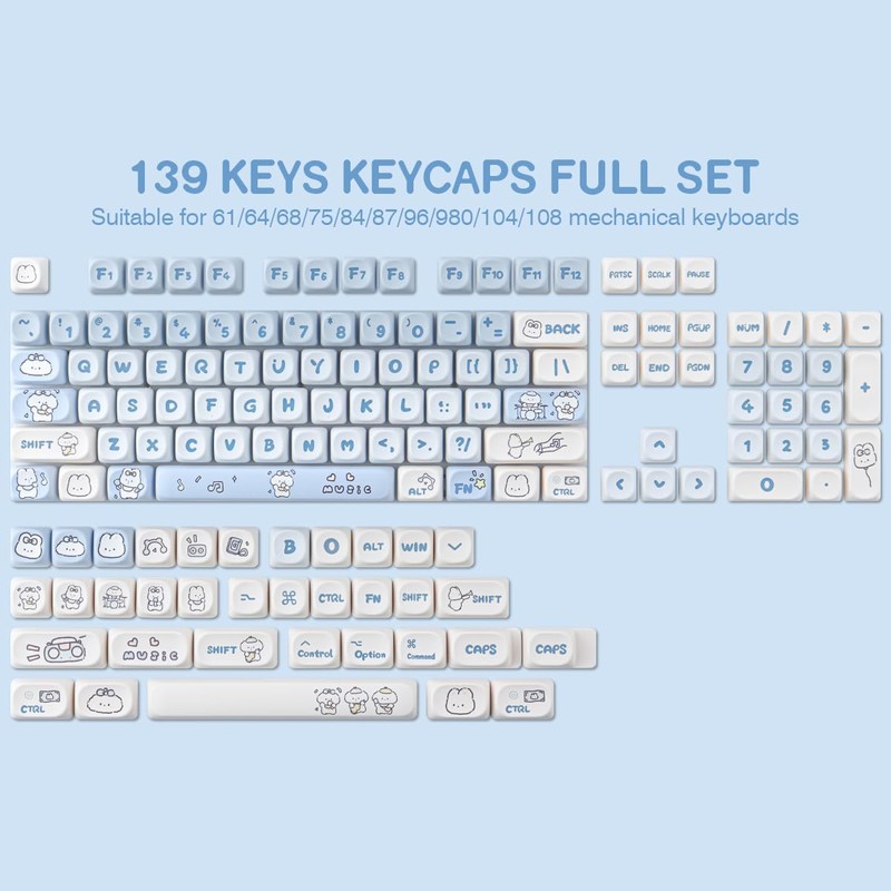 JOMKIZ 139 Keys PBT Keycaps, MOA Profile Keycaps, Dye Sublimation,