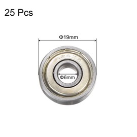 sourcing map 25pcs 626ZZ Deep Groove Ball Bearings 6mm Bore 19mm OD 6mm Thick Carbon Steel Double Shielded ABEC3 Z1 Bearing for Motors
