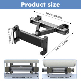 Tongdejing Car Tablet Holder,Car Headrest Tablet Holder Universal 360 Rotating Car Seat Stand Suitable for 4.7-12.9inch Tablets and Mobile Phones(Dark grey)