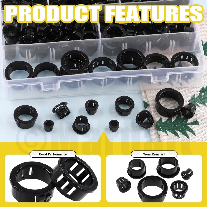 Mardatt 170Pcs 6 Sizes Round Cable Snap Bushing Grommets, 5/16”