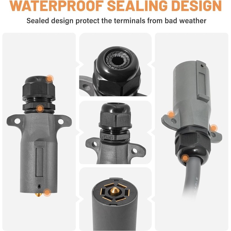Oyviny RV 7 Pin Trailer Plug with IP68 Waterproof Seal
