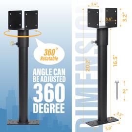 BTRAM 2 Pack 304 Stainless Steel 3.6" Heavy Duty Saddle Roof Riser for Patio Pergolas, 18-1/4" High (Black)