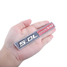 2 Pieces 5.0L Coyote V8 Emblem Sticker Car Motorcycle Sticker Car 3D Sticker Badge Fit for Car Truck SUV (Silver Red)