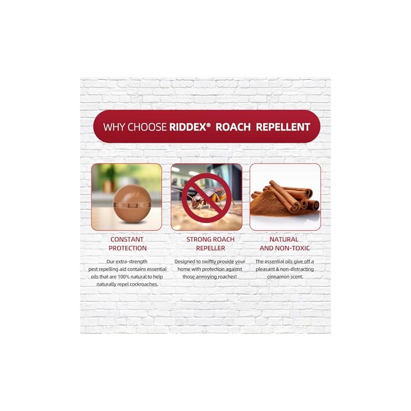 Riddex Roach Deterrent Spheres – Plant-Based Formula with Essential Oils,