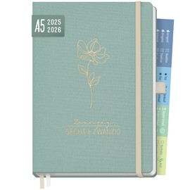 Häfft® Chäff-Timer Premium Kalender 2025/2026 A5 "Green Canvas" Buchkalender, Terminplaner, Terminkalender, Wochenplaner, Wochenkalender 18 Monate: Juli 25 bis Dez 26 - nachhaltig & klimafreundlich