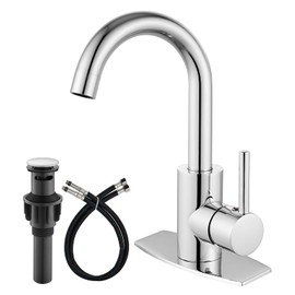 Airuida Bar Sink Faucet Single Hole Single Handle Bathroom Sink Faucet Kitchen Small Prep Wet Farmhouse RV Lavatory Vanity Mixer Tap 360 Degree Swivel Spout with Pop Up Drain Chrome Polish
