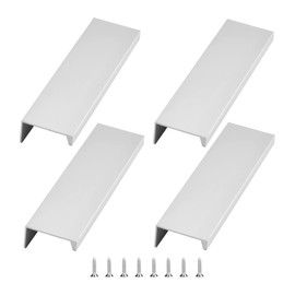 Ndjiloik Pack of 10 Hidden Door Handles, Cabinet Handles, Furniture Handles, Modern Kitchen Handles, Aluminium for Wardrobe, Door, Drawers, Silver, Total Length 250 mm
