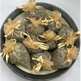 Ellasown Set of 10 Lavender Sachets made with Toffee Organza Bags