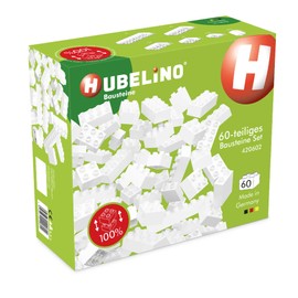 Hubelino #420602 - Set di 60 mattoncini da costruzione, colore: bianco, compatibile con grandi mattoncini di altri produttori, made in Germany
