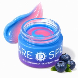 SPODARE Máscara de labios de arándanos durante la noche, máscara de labios de doble color para reducir las líneas finas, nutrir e hidratar la piel seca y agrietada con vitamina C y manteca de karité
