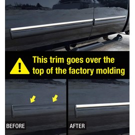 MaxMate Made in USA! Compatible with 2010-2014 Chevy Tahoe/GMC Yukon Rocker Panel Chrome Stainless Steel Body Side Moulding Molding Trim Cover Top 1" Wide 4PC Overlay