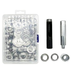 Grommet Tool Kit 16 mm, 100 Pieces Eyelet Set and Grommet Eyelets Tarpaulin Eyelets with Eyelet Pliers Eyelet Tool Set for Tarpaulins Leather Fabric Curtain Pool Cover