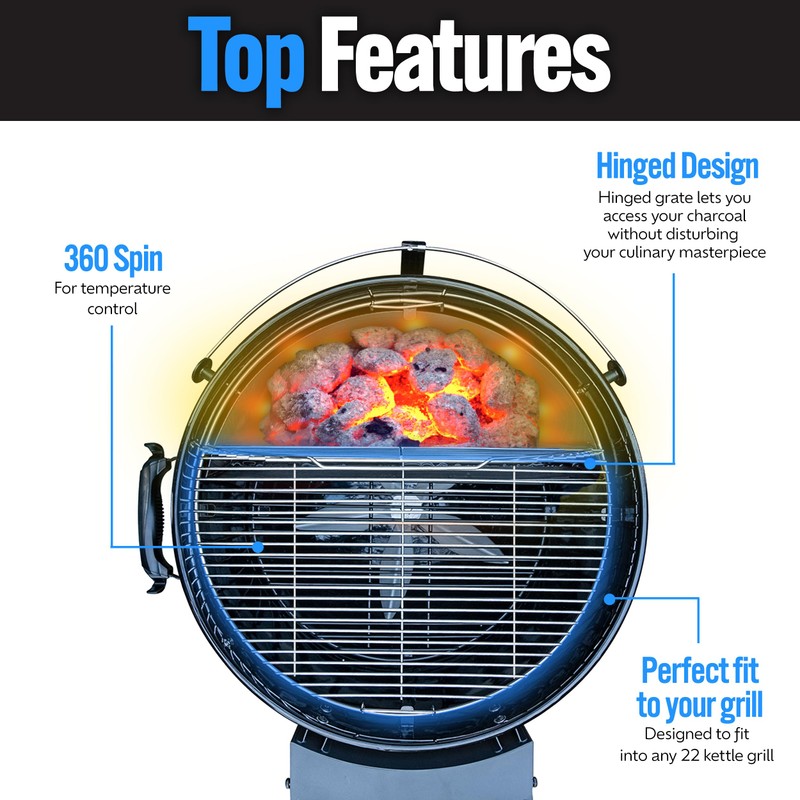 SnS Grills Slow ‘N Sear Easy Spin Charcoal Grill Cooking