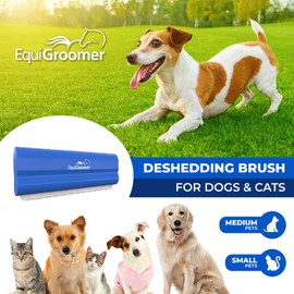 EasyGroomer Deshedding Brush for Dogs & Cats – Undercoat Grooming Tool for Short & Long Hair, Removes Loose Fur & Dirt, Reduces Shedding for Small & Large Pets, Blue